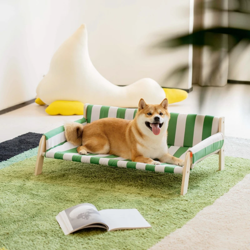 MEWOOFUN Cat Couch Bed, Pet Sofa For Indoor Cats Wooden Indoor Elevated Cat Beds With Removable Mattress Cover Suitable For Kitty, Puppy Or Small Animal (Beige, Medium