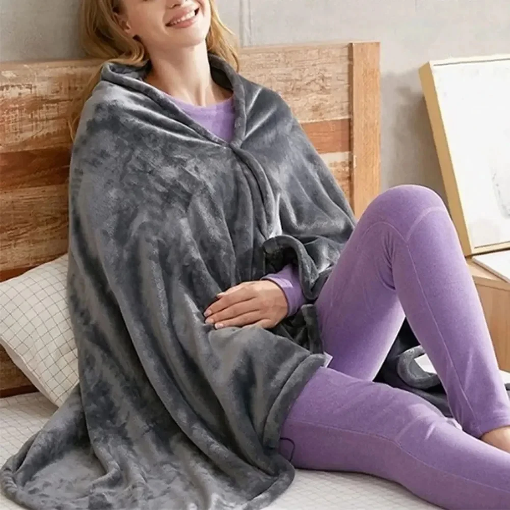 USB Electric Heated Blanket heated blanket 3 Heating Levels Fleece Wearable Throw Over for Household and Office