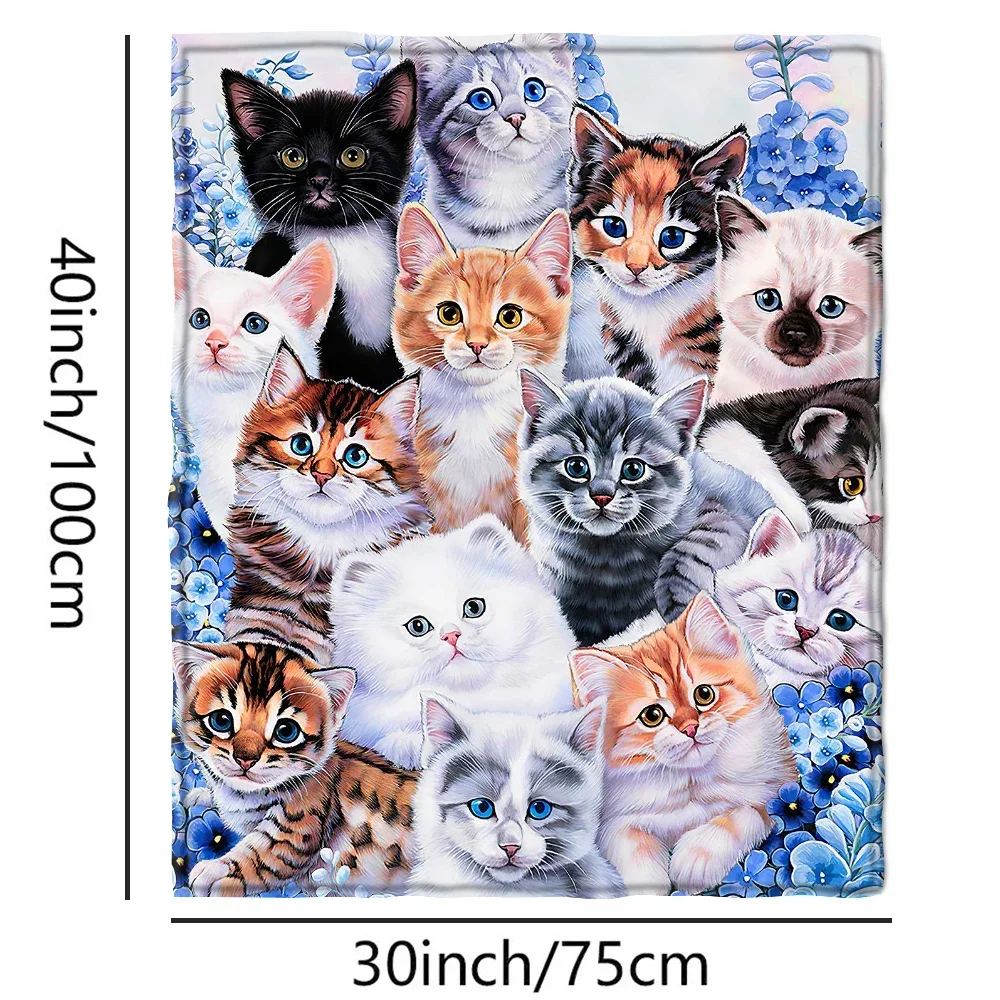 Cute Cat Microfiber Blanket Super Soft Throw Blankets For Bed Bedspread Sofa Decorative Camping Picnic Winter Warm Blanket 6