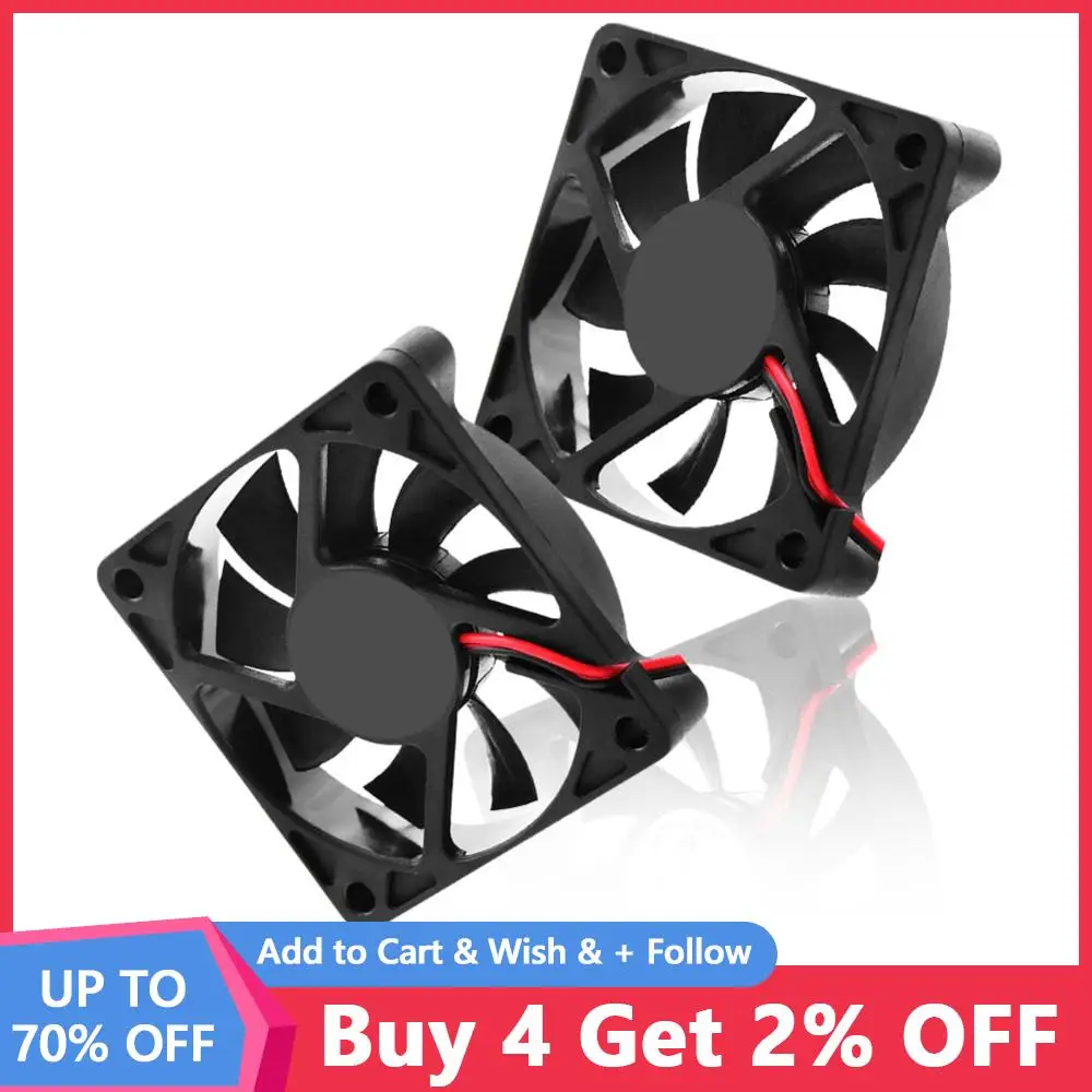 4 Pcs 12V 6010 DC Fan 60X60X10mm Brushless Computer PC CPU Case Cooling Fan 2PIN Heat Sink Ball Bearing