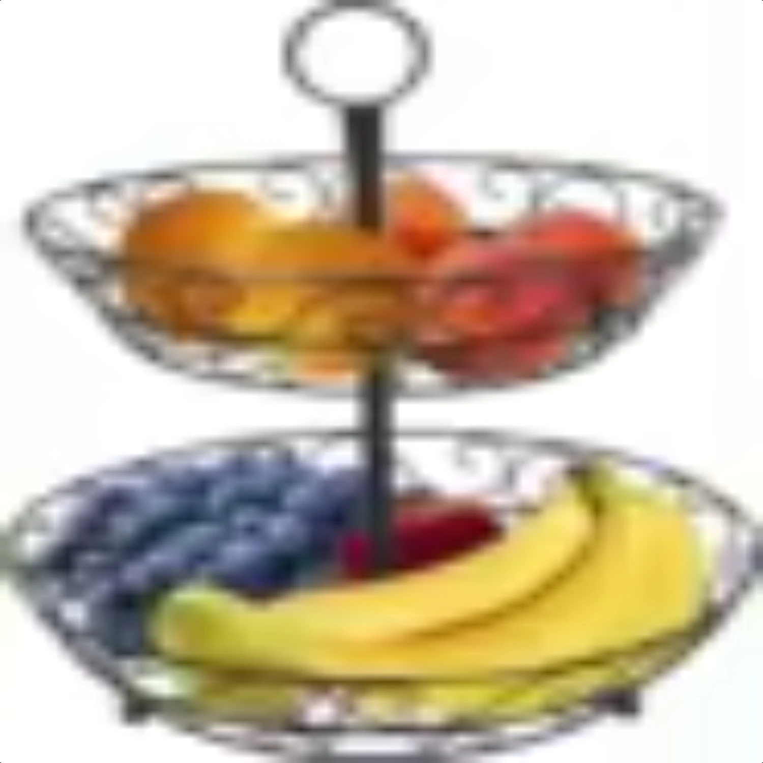 2 Tier Fruit Bowl Tray Countertop Holder Iron Stand Vegetable Snack Rack