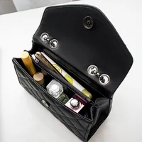Sacs à main et bourse de luxe noirs pour femmes, sacoche en cuir PU, sac à bandoulière à carreaux, pompon matelassé, marque 5