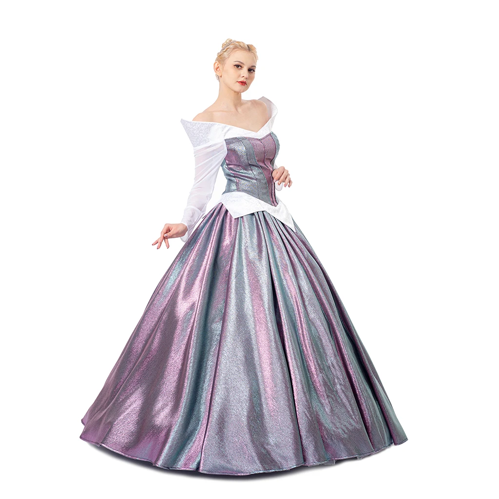 

Purple Gradient Princess Dress Women's Off Shoulder Princess Cosplay Costume Belle Gown Halloween Party Outfit