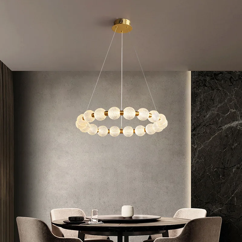 All Copper lamp Modern LED pendant light Household room decor ring light Living Room Chandelier Minimalist Light Luxury lustre