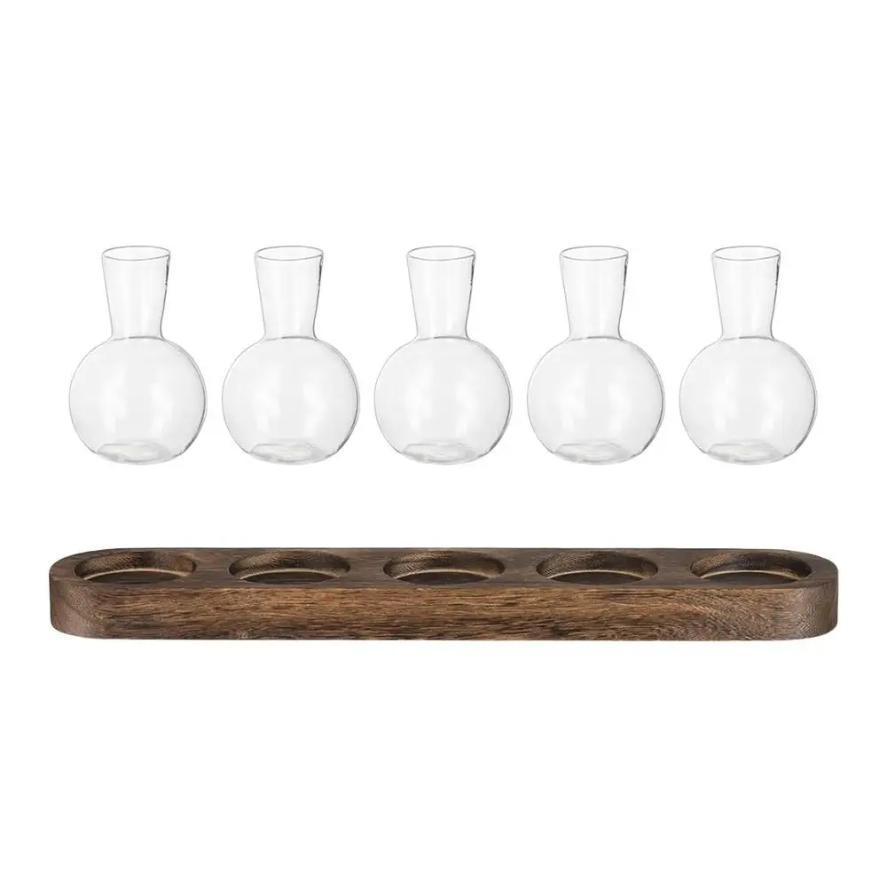Tubi Per Propagazione Piante Da Tavolo YIBOT - Terrario In Vetro Con Base In Legno - Decorazione Idroponica - 2