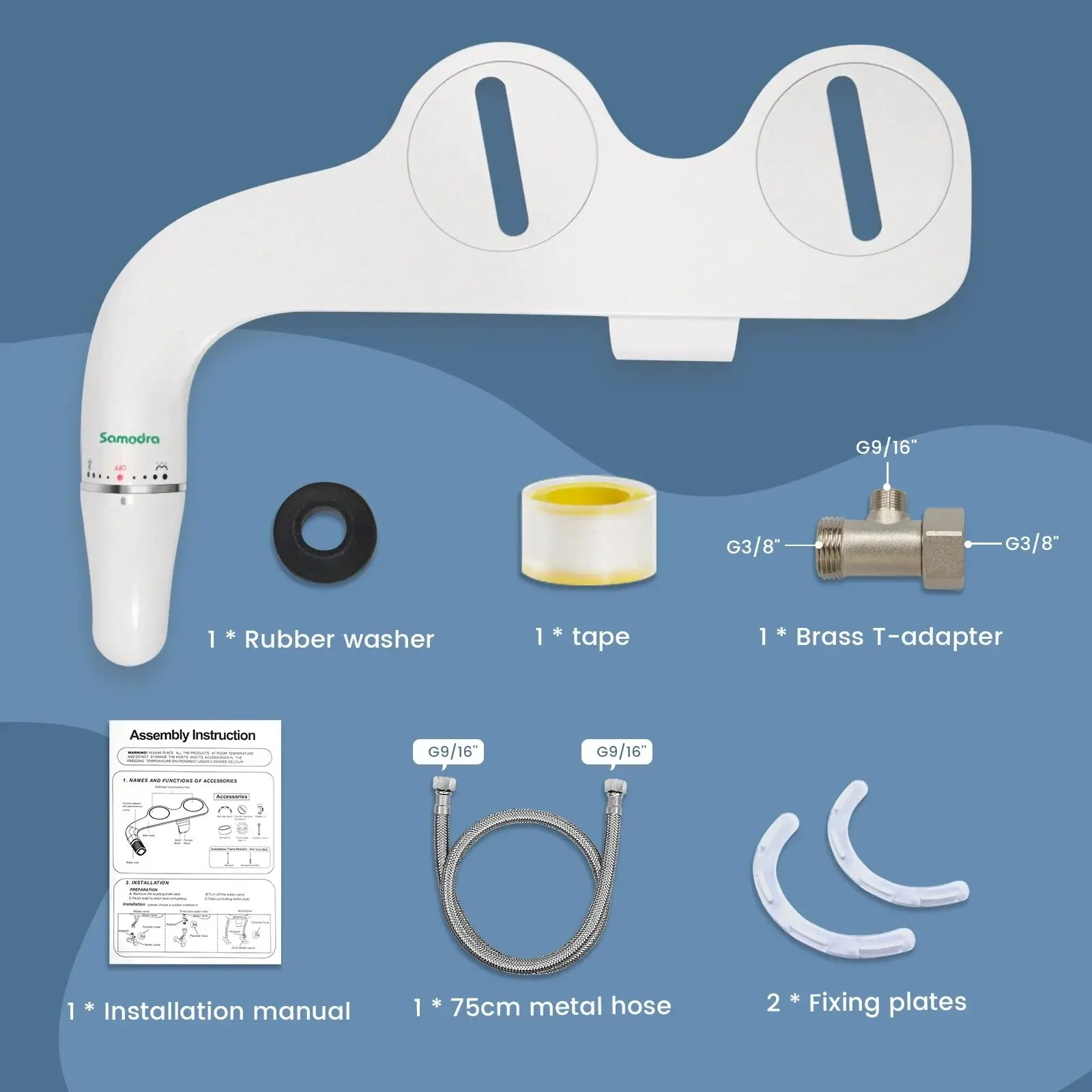 SAMODRA Ultra Slim Bidet Attachment for Toilet Seat - Dual Nozzle, Adjustable Water Pressure, Non-Electric Ass Sprayer 6
