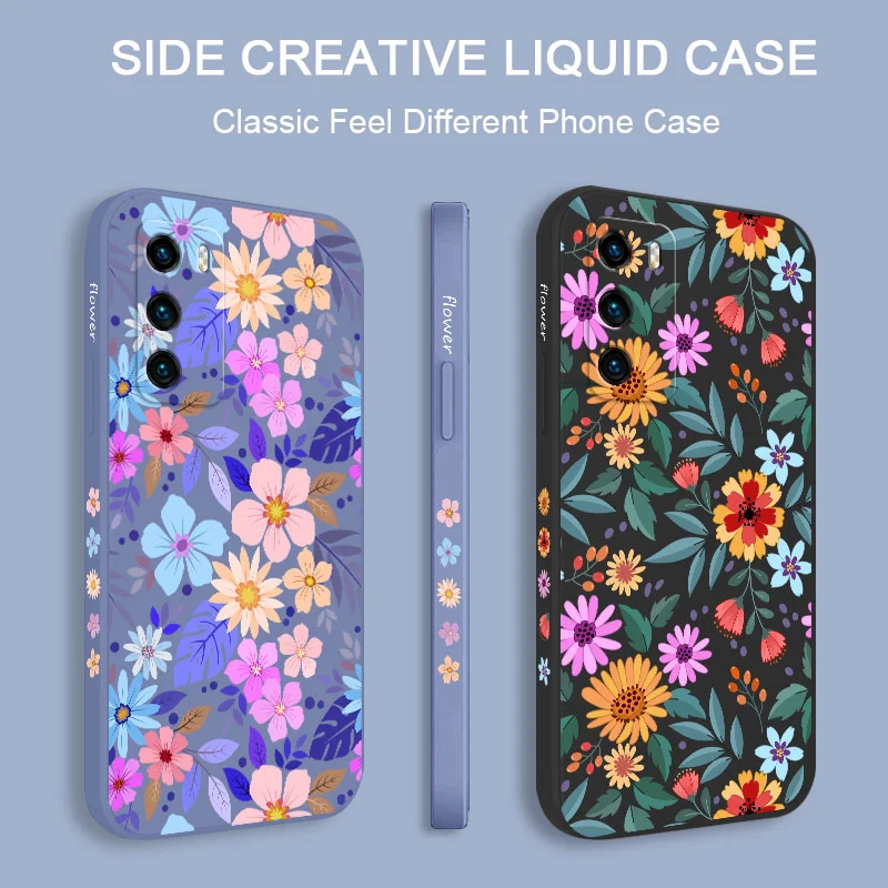 Vibrant Showy Flowers Liquid Silicone Phone Case