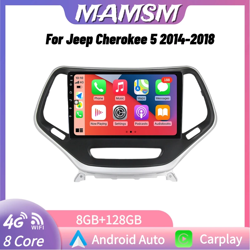 

MAMSM Android Auto Radio Wireless CarPlay Multimedia Player For Jeep Cherokee 5 2014-2018 Navigation GPS 4G 2 Din autoradio