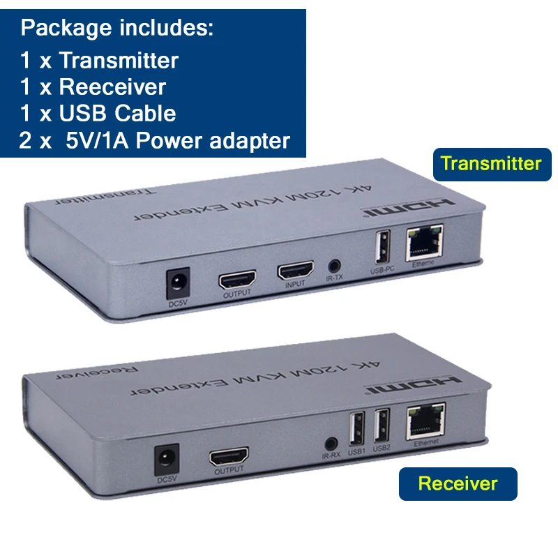 4K 30 هرتز HDMI KVM موسع 120 متر عبر RJ45 Cat5e/6...