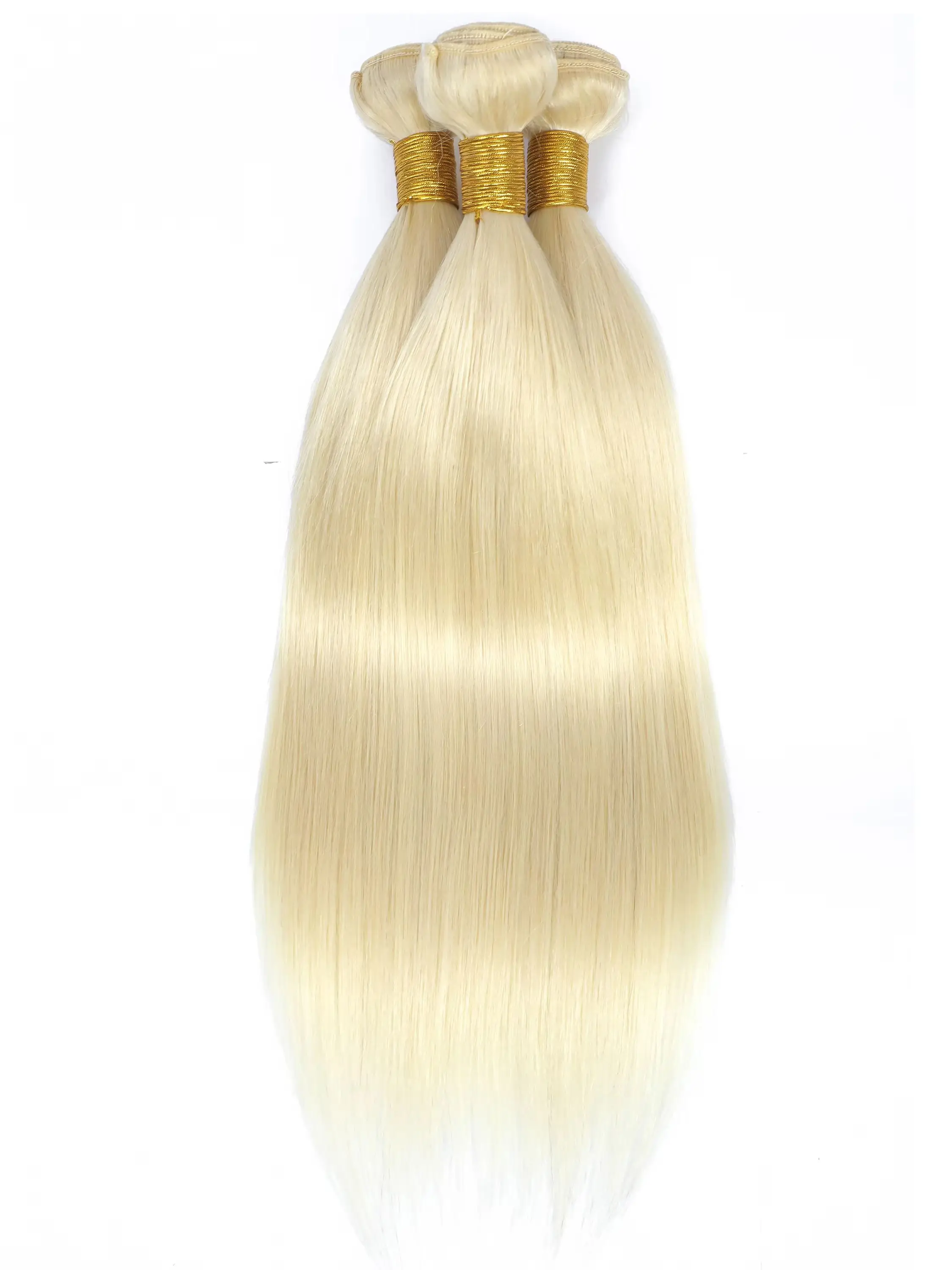 Extensioni di Capelli Umani Vergini Brasiliani Lisci Biondi 12A 613, 20 22 24 Pollici, Non Trattati, 3 Fasci - immagine 2