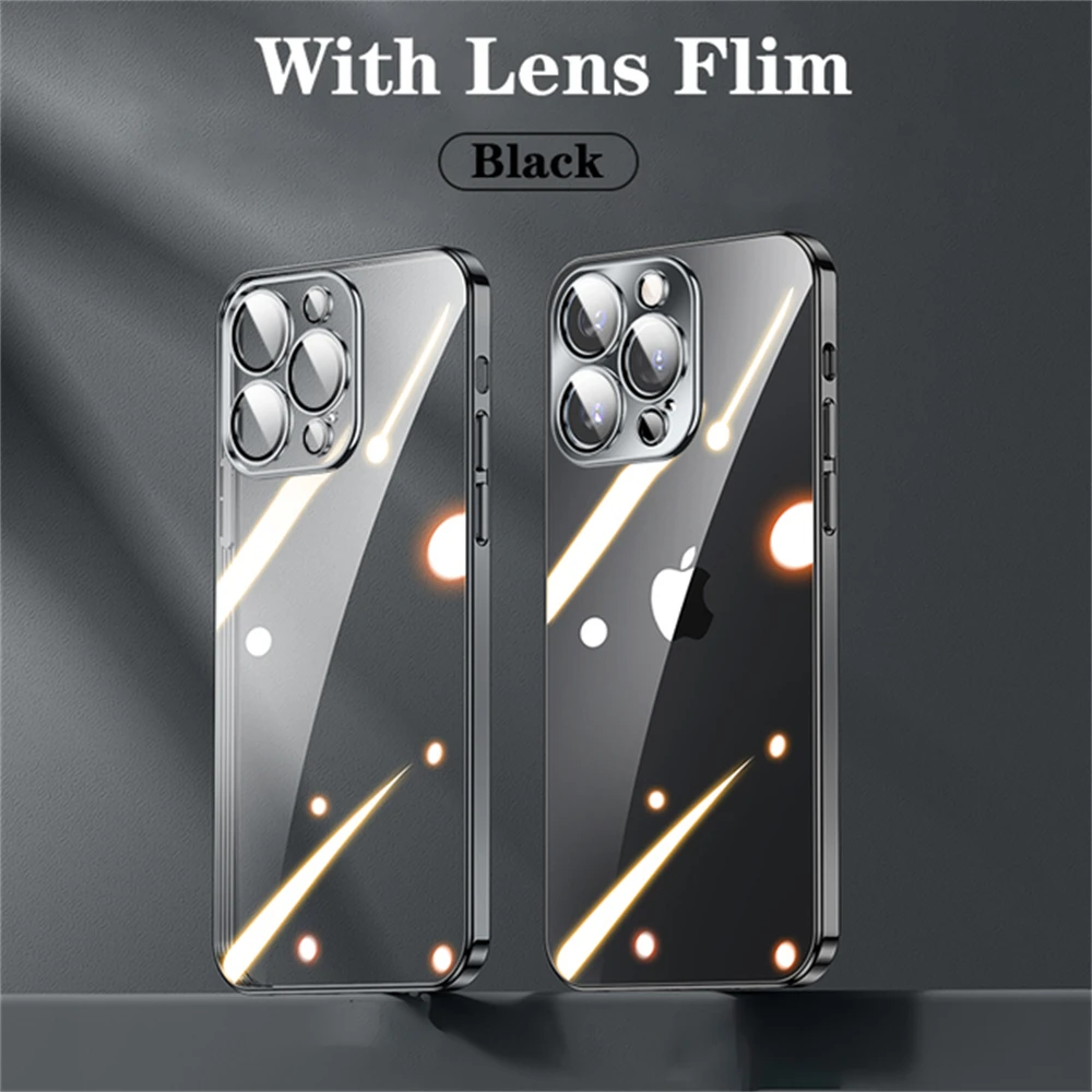 thumbnail image 1 of Funda transparente con revestimiento de borde cuadrado para iPhone 16, 15, 14 Plus, 13 Mini, 12, 11 Pro Max, X, XR, XS, funda protectora de silicona suave, 1 of 5