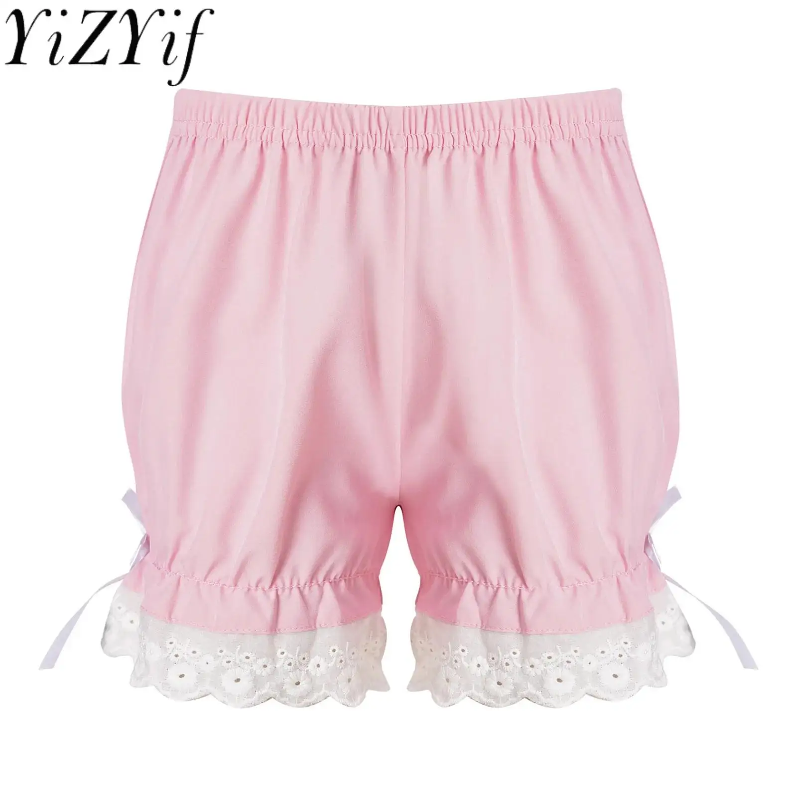 Kids Girls Safety Shorts Pants Elastic Bowknot Lace Waist Bloomers Pumpkin Shorts Breathable and Safety Underwear Clothing
