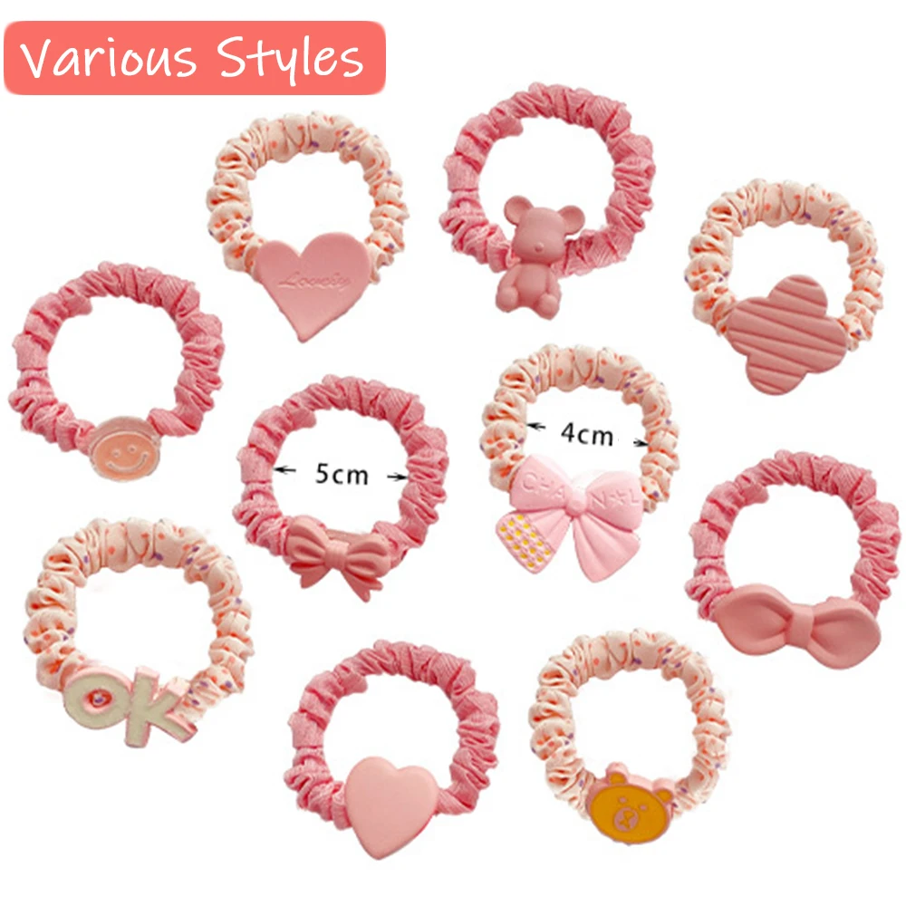 5pcs/set Cute Cartoon High Elastic Rubber Band for Girls Colourful Ponytail Holder Hair Rope Hair Accessories No Hurt Hair