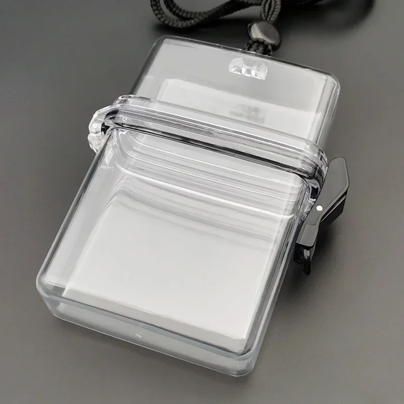 Photo Card Holder 3 Inch Transparent Photocard Storage Box Rope Plastic Square Dustproof Desk Accessories