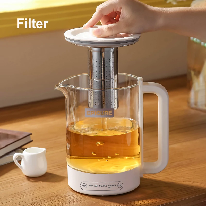 가정용 다기능 전기 주전자, 1.5L 유리 건강 주전자, 완전 자동 투명 차 메이커, 필터 포함, 650W