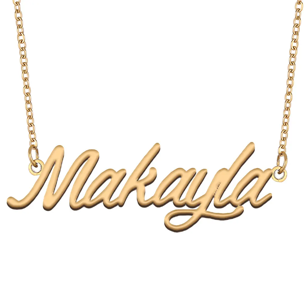 

Makayla Name Necklace for Women Stainless Steel Jewelry Gold Color Nameplate Pendant Collares Para Mujer Letters Choker