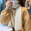 Knitting Scarf Solid Color Thickened Warm Women Scarf Cold Weather Thermal Neck Wrap Casual Outfit Scarf 1