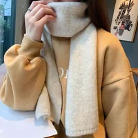 Knitting Scarf Solid Color Thickened Warm Women Scarf Cold Weather Thermal Neck Wrap Casual Outfit Scarf 1