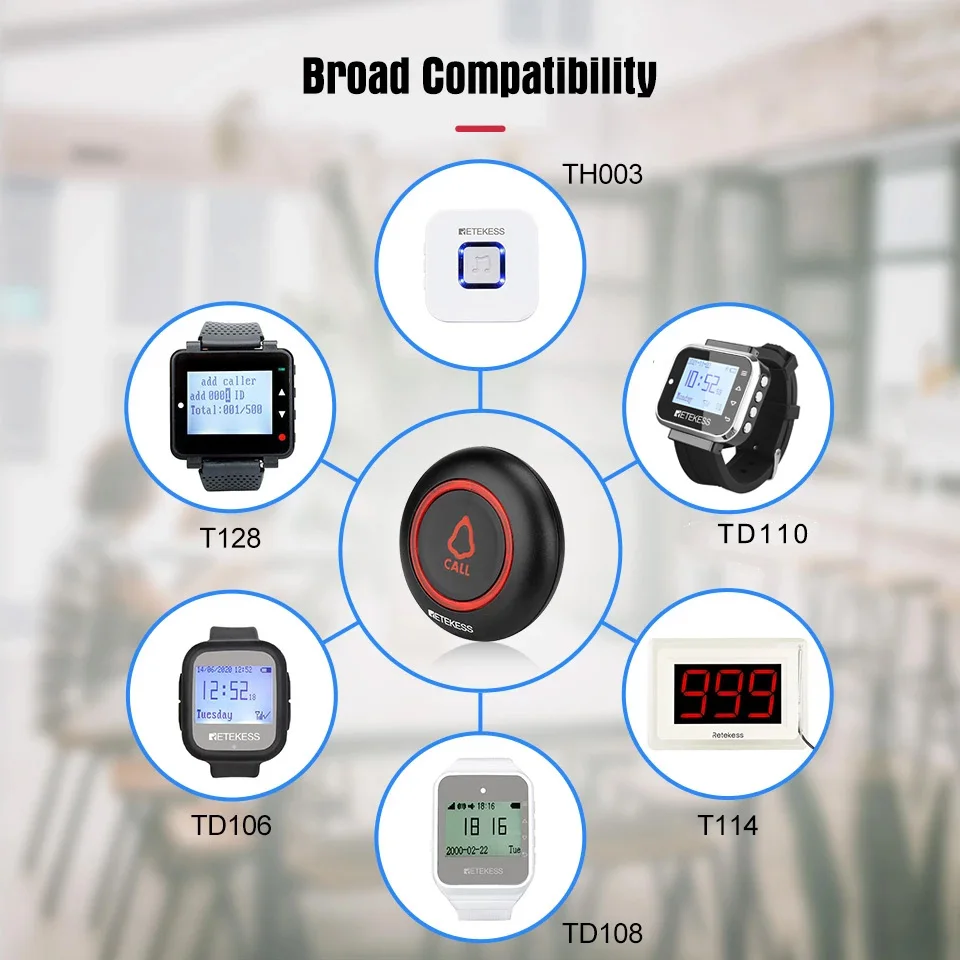 RETEKESS 10pcs TD019 Wireless Pager Call Button Transmitter 433.92MHz Waiter Service Restaurant Cafe Hookah Clinic Bar Hotel wireless calling system
