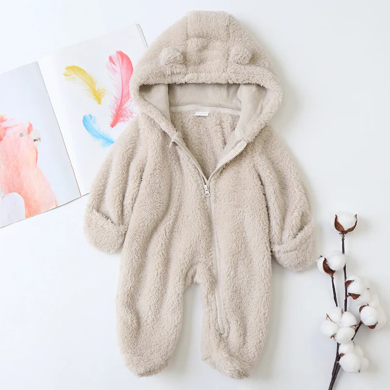 New born Baby Romper Winter Costume Boys Clothes Fleece Warm Baby Girls Clothing Overall Jumpsuit hooded infant jacket mantle