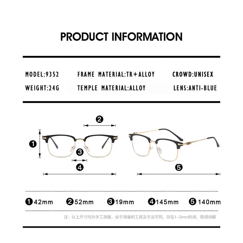 Blue Light Glasses - O-Q CLUB Square Eyeglass Frame with Anti-Reflective Lenses