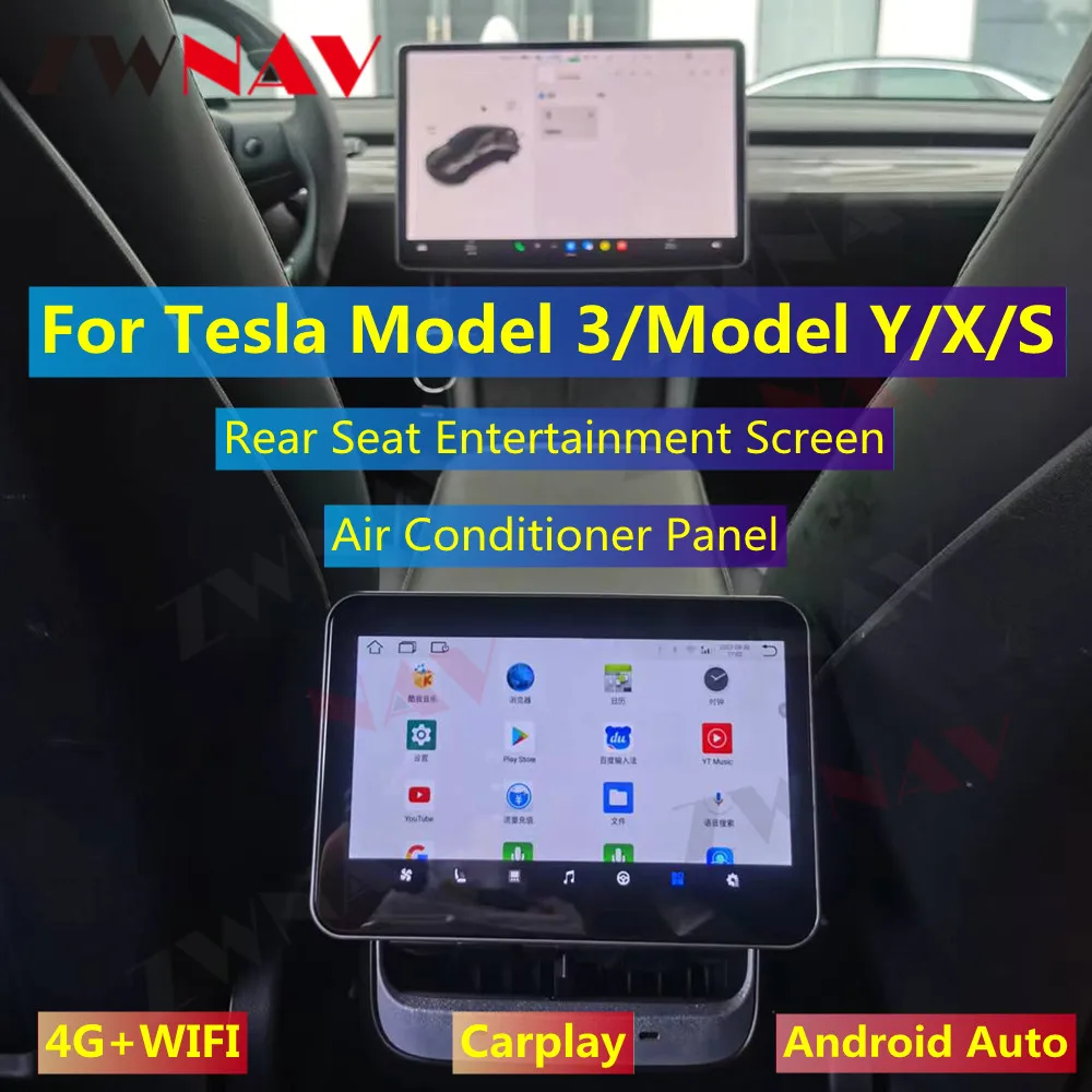 For Tesla Model 3/model Y/x/s Car Headrest Monitor Android Rear Seat