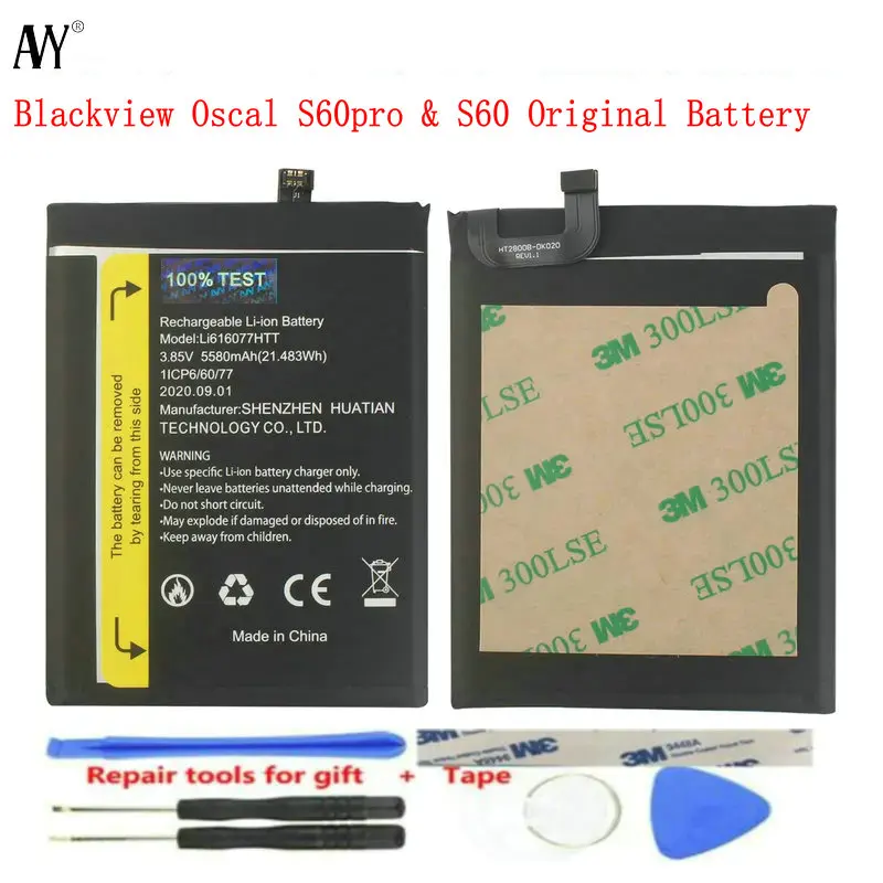 

For Oscal S60 Pro Battery Original Blackview S60 Batteria Rechargeable LiIon Batteries for 5.7inch 5580mAh