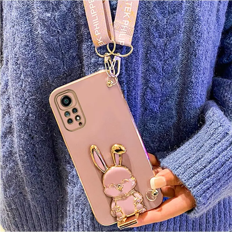 Rabbit Holder Lanyard Phone Case with Stand Strap Cover