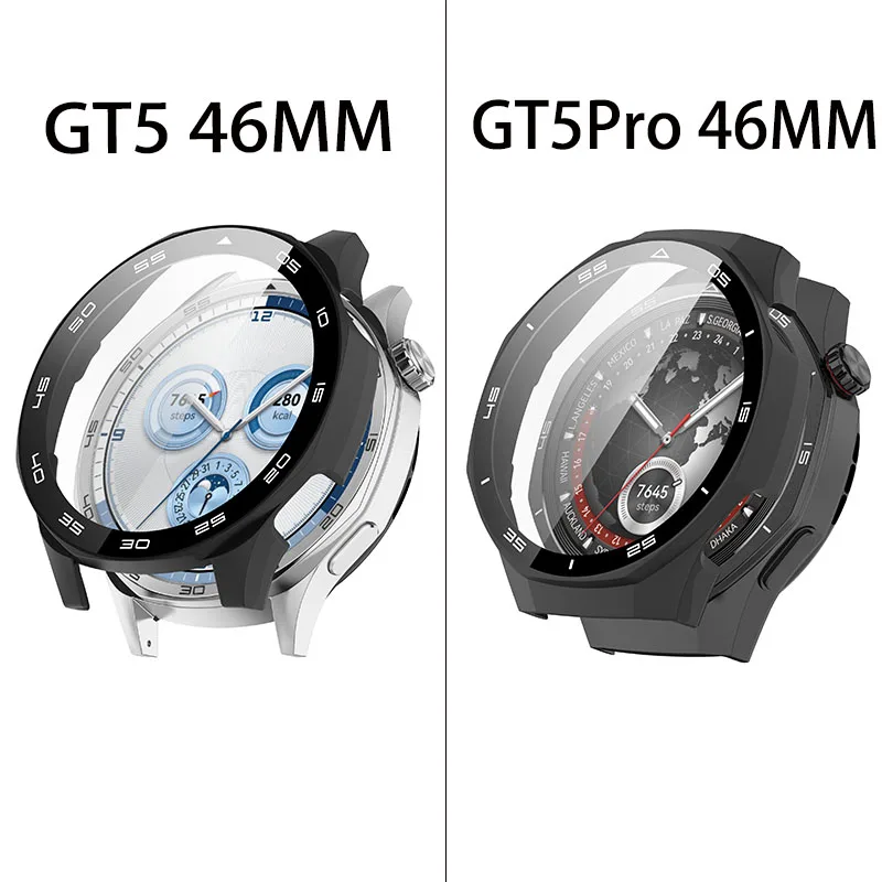 Tempered Glass Screen Protector & Hard PC Protective Bumper Case for Smartwatch - 46mm, Enhanced Protection Accessories