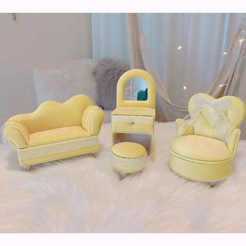 Creative Yellow and Blue Sofa Couch Shape Jewelry Box for Women Girls Holiday Gifts Jewellery Organizer Case Travel Portable