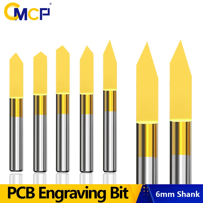 

CMCP V Shape PCB Engraving Bit 6mm Shank PCB 3D Carving Bit Carbide End Mill CNC Router Bit Milling Tools Milling Cutter