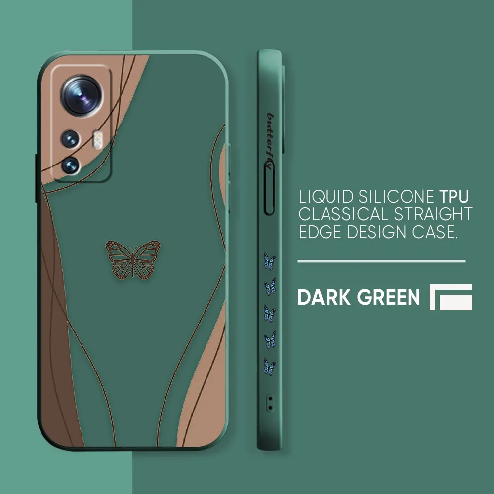 Case For Xiaomi 13 12 12S 11 11T 10 10S 9 9SE 8 8SE Pro Ultra Lite Colour Simple Liquid Silicone Case Beautiful Butterfly