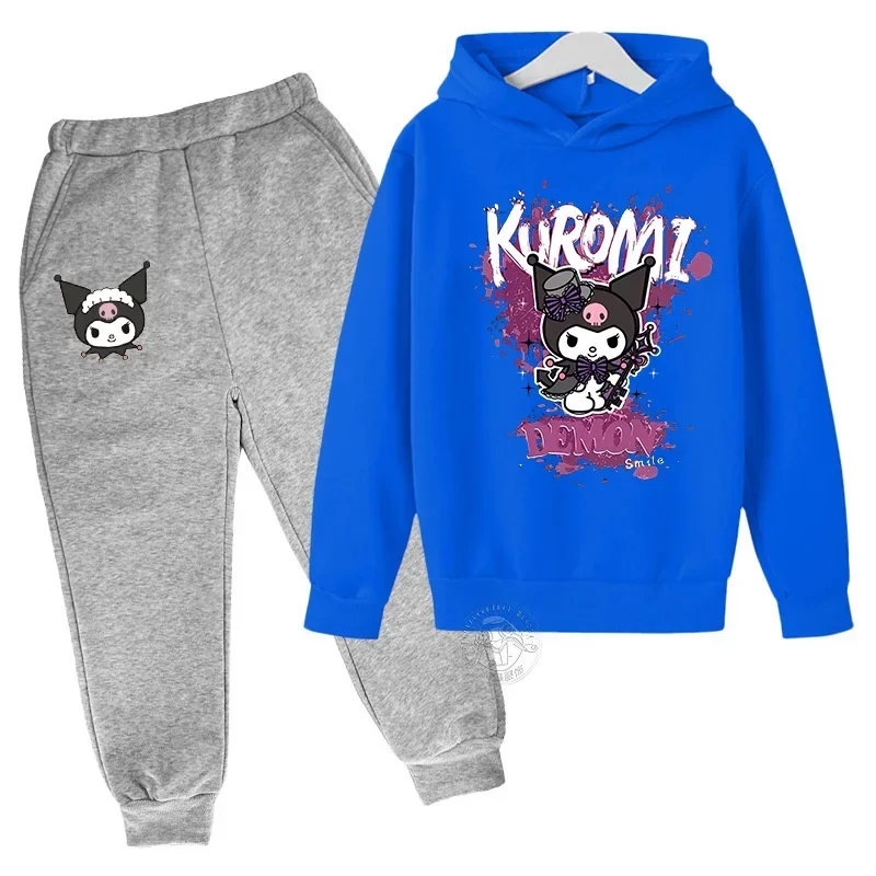 thumbnail image 1 of Conjunto de dos piezas de ropa infantil de Hello Kitty Kuromi, traje deportivo para niños y niñas de 3 a 14 años, traje informal de moda Kawaii para otoño, 1 of 5