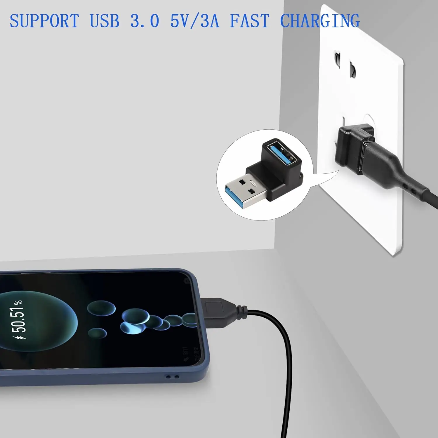 10Gbps USB 3.2 남성-여성 어댑터, 90도 L자형 USB 연장 커넥터, USB 3.0/2.0 장치와 호환 가능