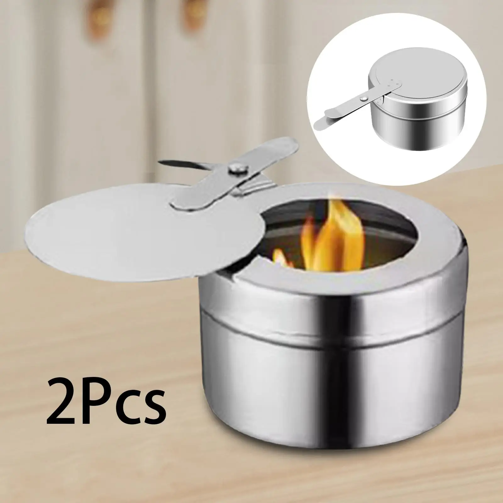 2Pcs Stainless Steel Fuels Holder with Cover for Party Barbecue ets