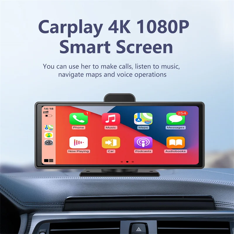 10.26 Wireless Carplay Android Auto 2K Front Camera Dashcam +1080P Rear  Camera