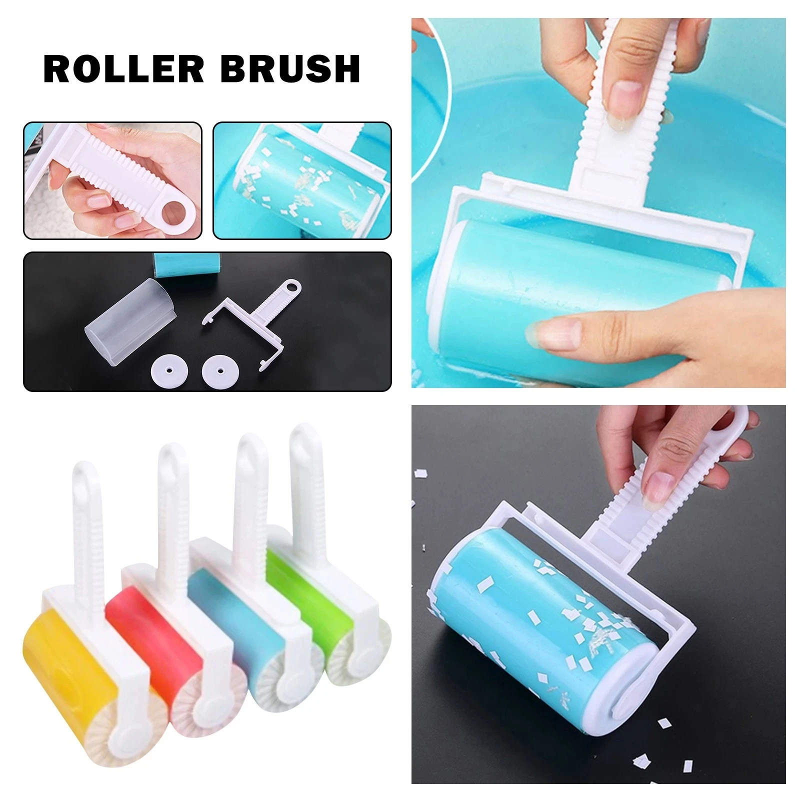 Washable Gel Lint Roller Cleaning Clothes Pet Hair Remover Dust Sticky  Reusable