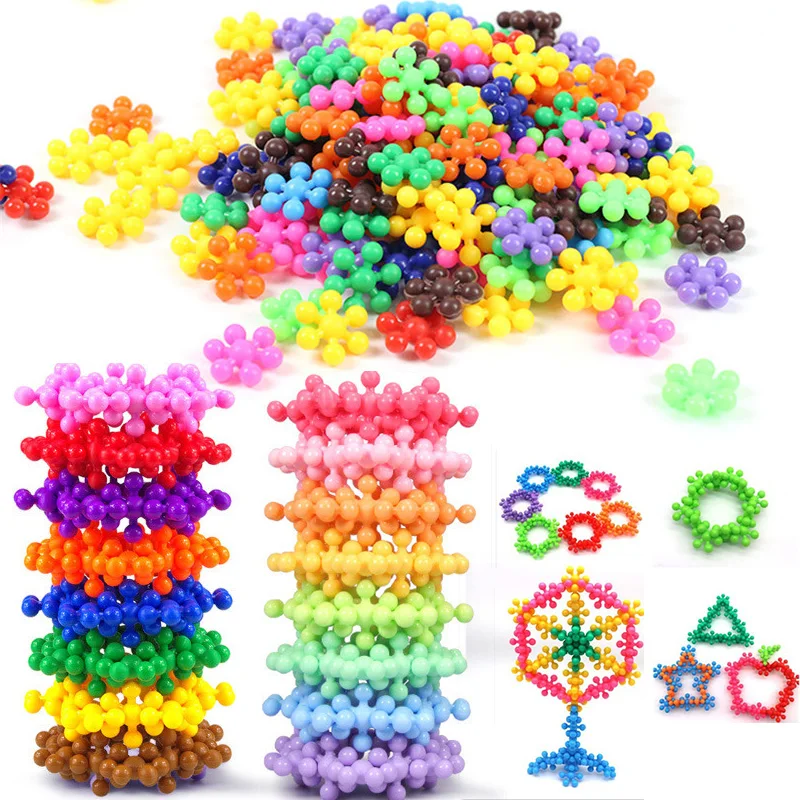 60Pcs Colorful 3D Plum Blossom Building Blocks Bricks Educational Toys Plastic Assembly Interconnecting Puzzle for Children