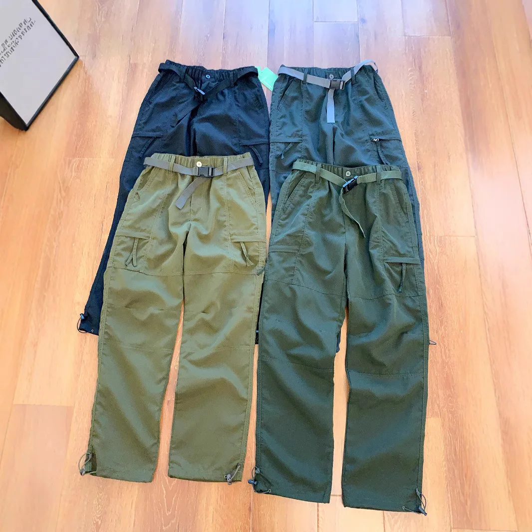 Waterproof Men's Outdoor Workwear Casual Pants with Belt Multiple Pockets Thin Loose Straight Leg Breathable Summer Spring