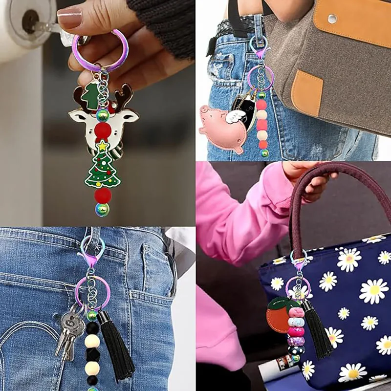 Beadable keychain Bars Beadable Blanks Keychain Projects Pendant for Kids Adults Backpack Car Keychain Birthday Party Favor Gift