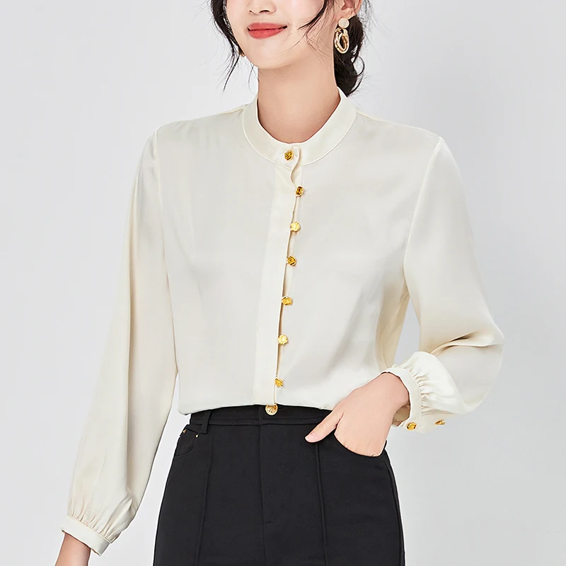 

Elegant Fashion Shirts Blouses For Women 2024 Spring Summer Long Sleeve Women's Shirt Office Lady Solid Blouse Woman Loose Tops