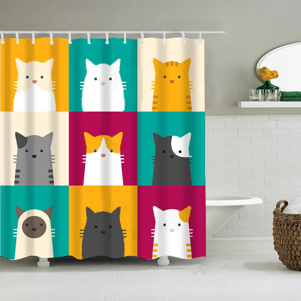 

Funny Dog Cat Cat Paw Cute Cartoon Shower Curtain Children Waterproof Polyester Creative Personality Home Decor Bathroom Curtain