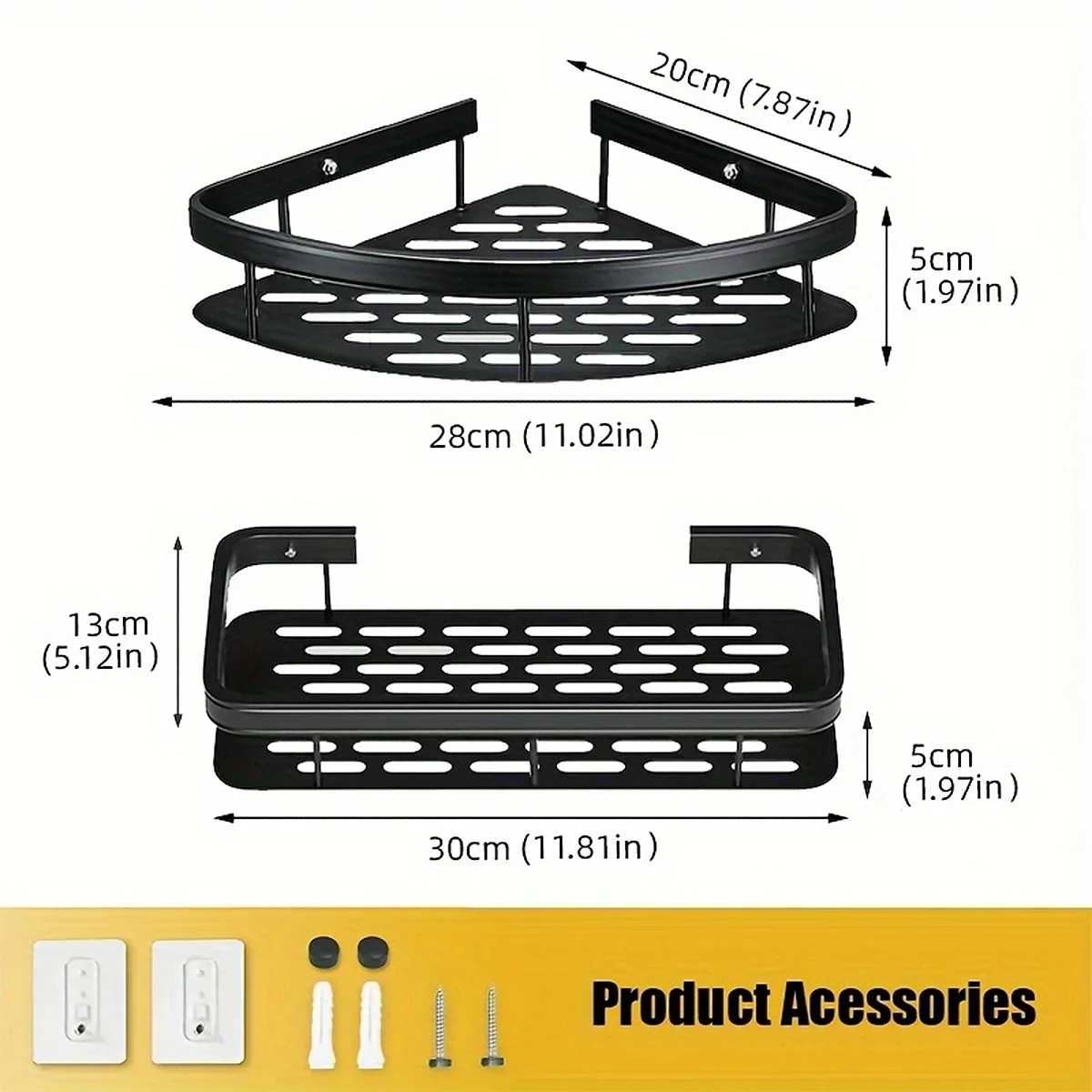 Bathroom Shelf No Drill Aluminum Alloy Shampoo Storage Rack Wall Mounted Toilet Shower Corner Shelves Bathroom Accessories Racks 6