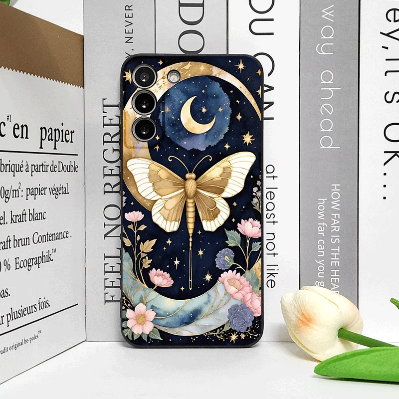 Aesthetic Moon Butterfly Flower Frosted Soft Phone Case