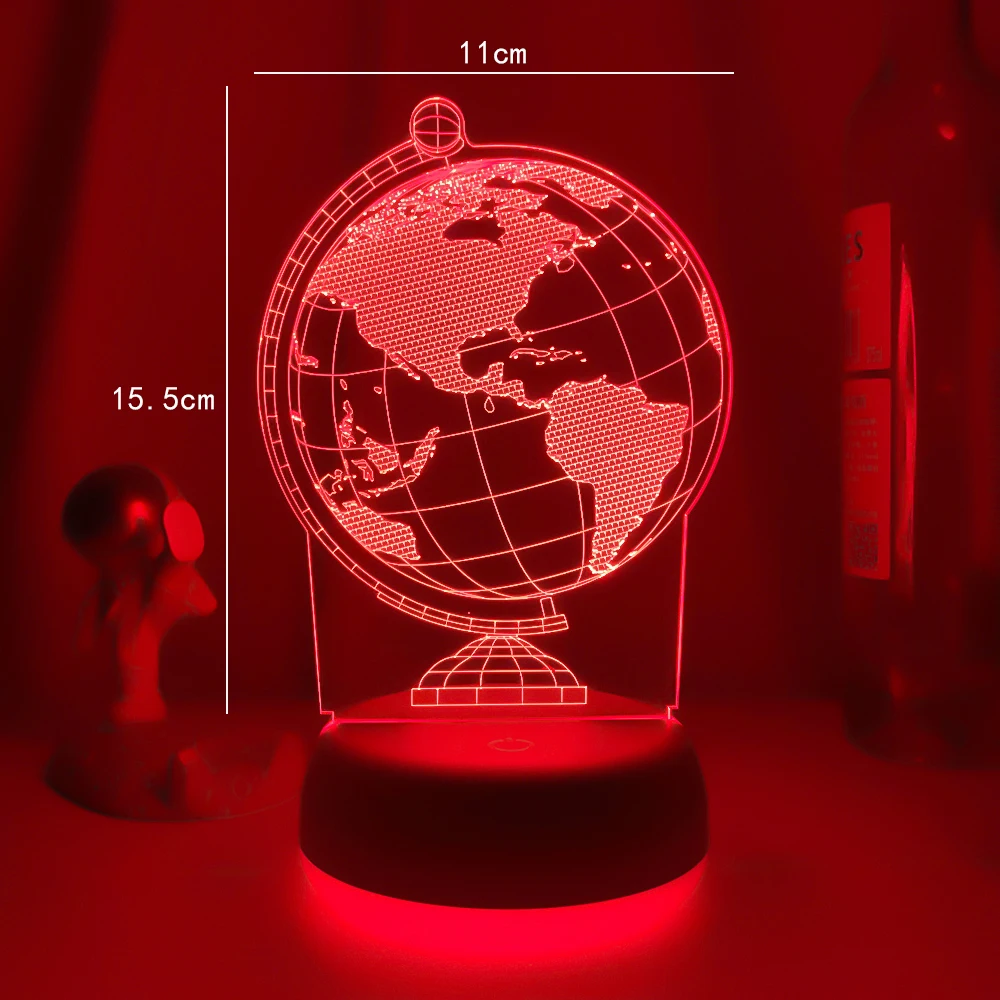 Luci particolari Earth 3D ologramma lampada 7 cambia colore luce notturna  Baby Touch Switch Led colorato USB lampada da scrivania lampade da  atmosfera - AliExpress