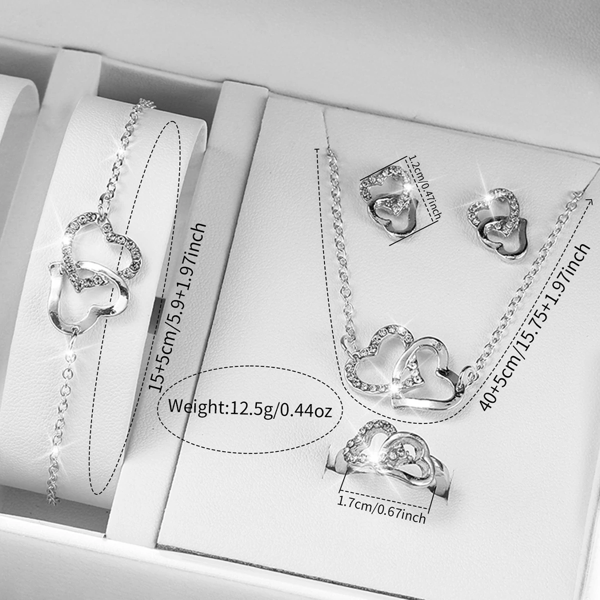 Fashion Women Stainless Steel  Silver Color Quartz Watch & Heart-shaped Jewelry Set