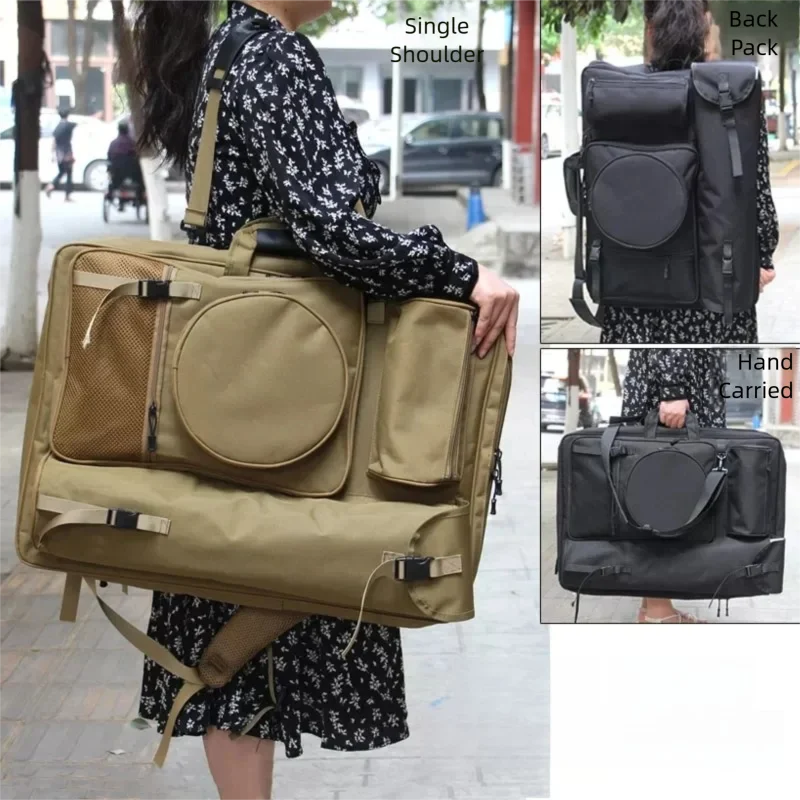 새로운 아티스트 백팩 A2 아트 포트폴리오 가방 드로잉 미술 용품 보관 방수 여행용 드로잉 서류 가방 블랙/카키 아트 가방