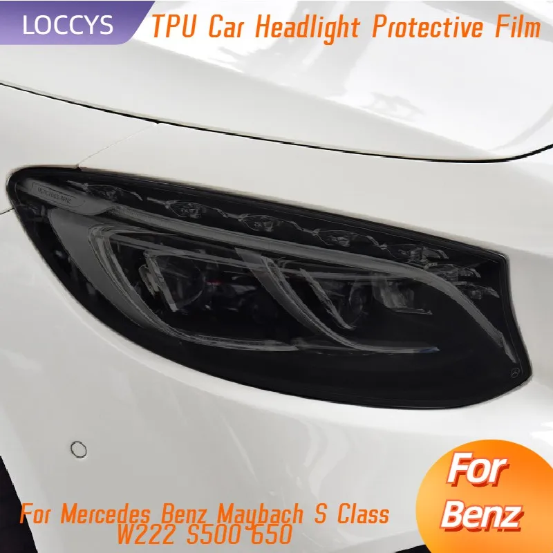 

For Mercedes Benz Maybach S Class W222 S500 650 Car Headlight Taillight Protection Tint Film Smoke Black Transparent TPU Sticker