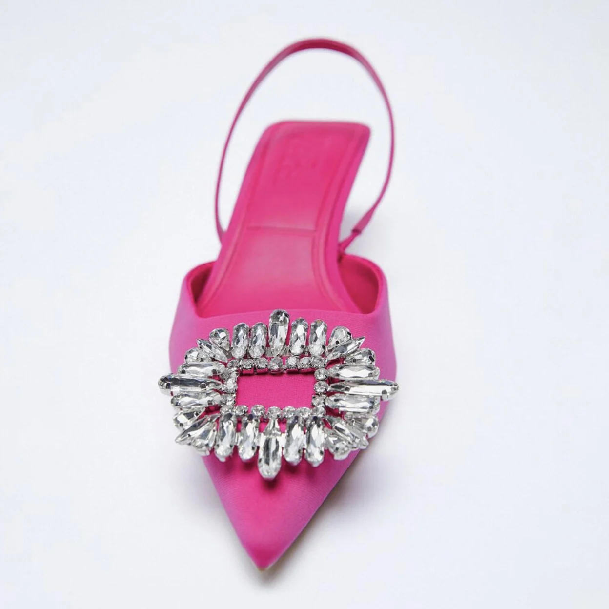 Slingback 50 White Calfskin Pink Satin Pointed Toe