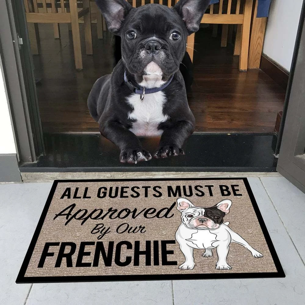Cloocl All Guests Must Be Approved By Our French Bulldog Doormat 3d Print Pet Dog Doormat Non